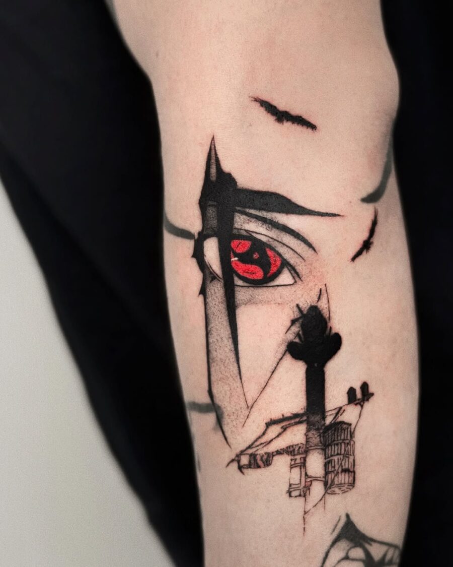 Striking and bold anime-inspired eye tattoo Tattoo on skin