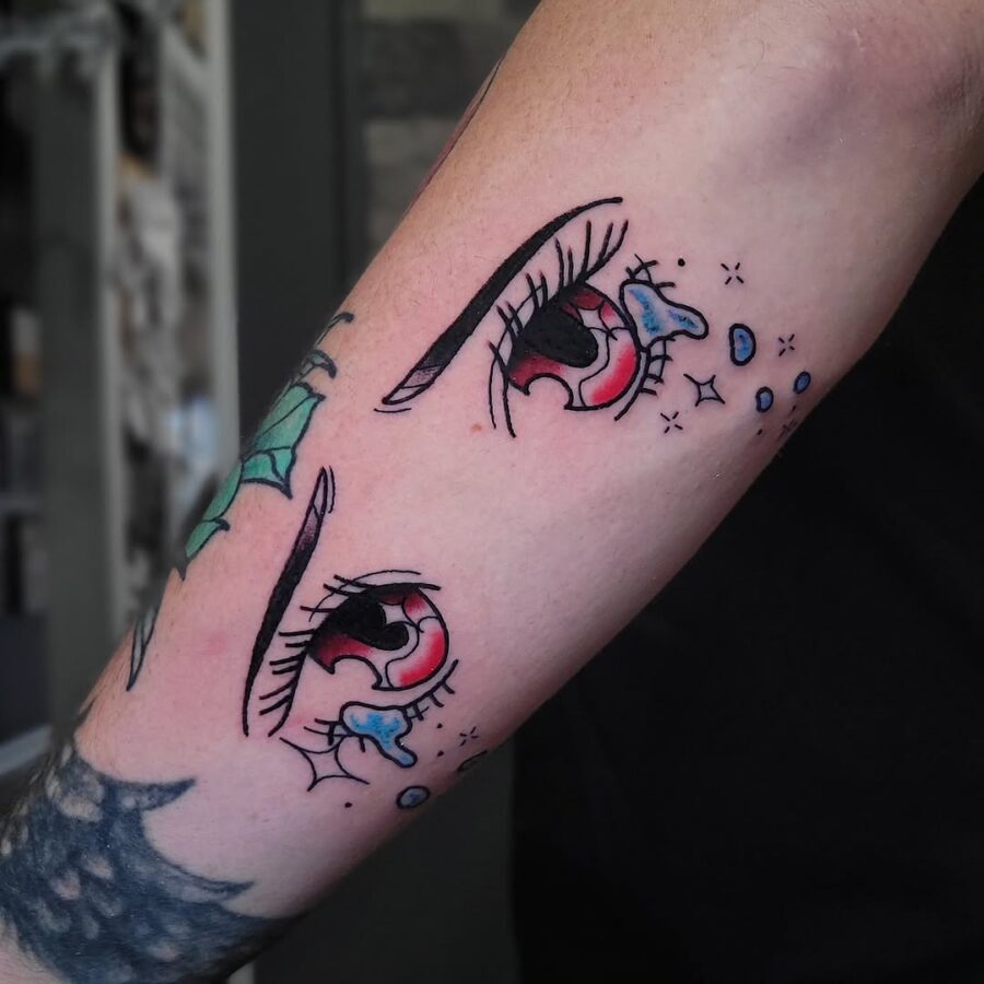 Vibrant Anime Eye Tattoos with Colorful Details Tattoo on skin