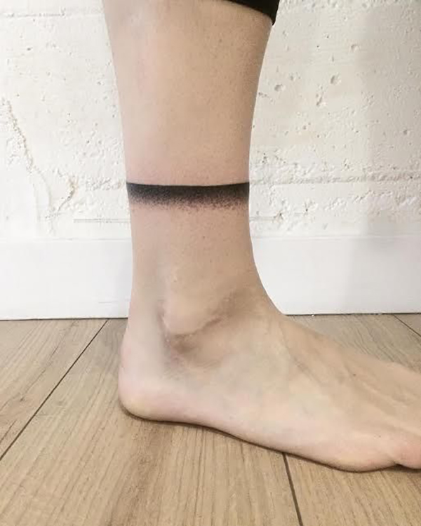 Black Band That Fades Downward ankle tattoos Tattoo on skin