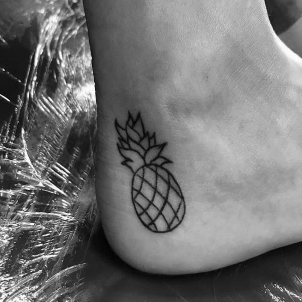Small Pineapple Outline on Tendon ankle tattoos for Various Skin Tones Tattoo on skin