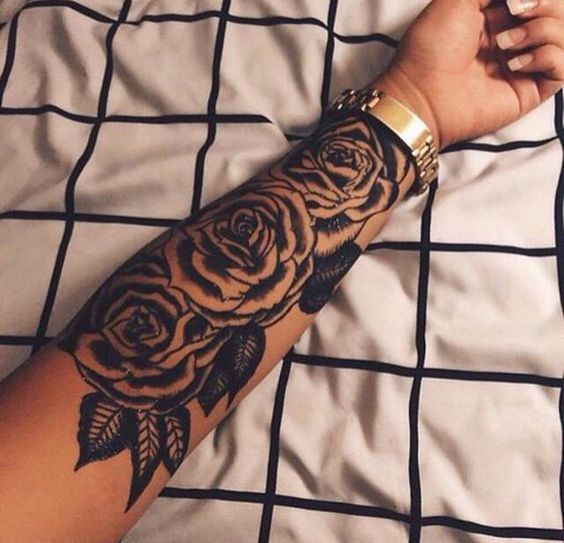 BLACK ROSE ARM TATTOO Tattoo on skin