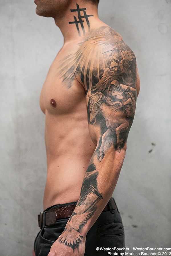 Entire Arm & Chest Arm Tattoo Tattoo on skin