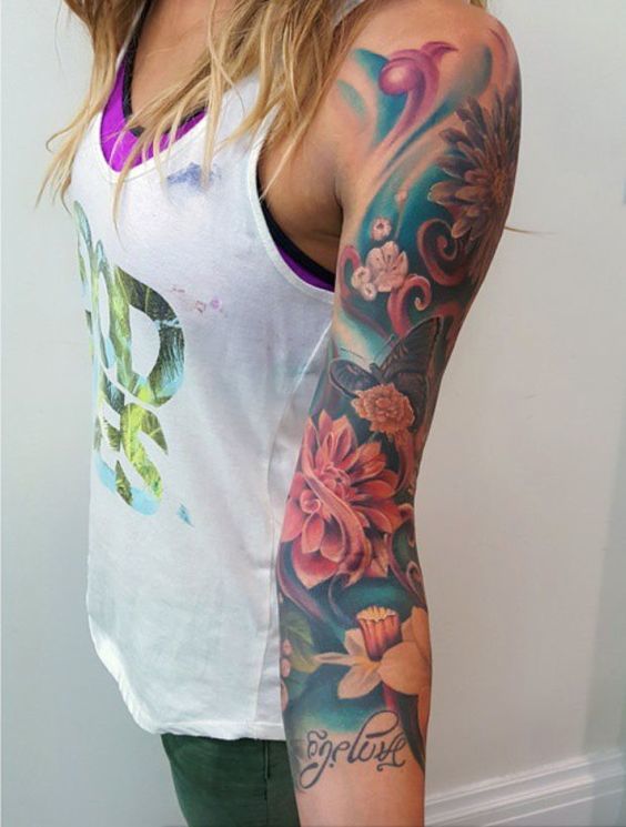 FLORAL ARM TATTOO FOR THE LADIES Tattoo on skin