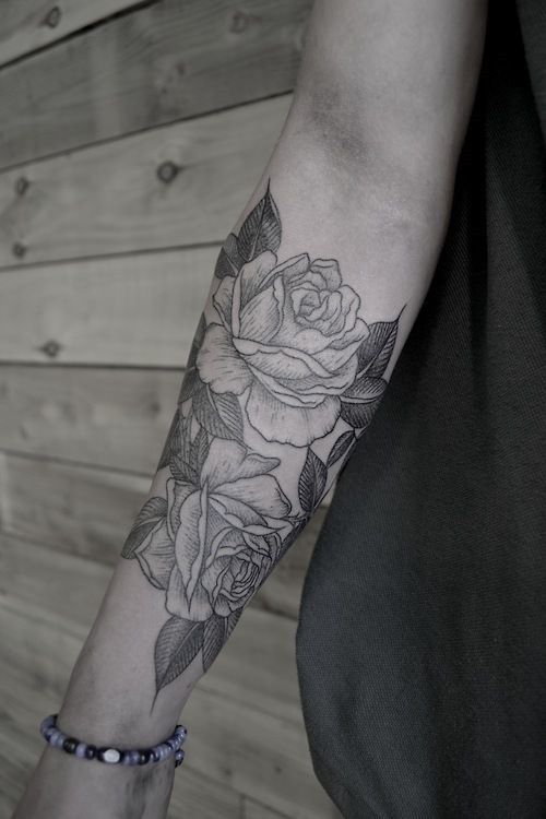 ROSES ON THE Arm Tattoo Tattoo on skin