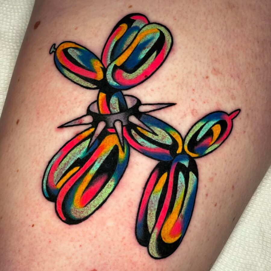 A vibrant twist on balloon dog tattoos Tattoo on skin