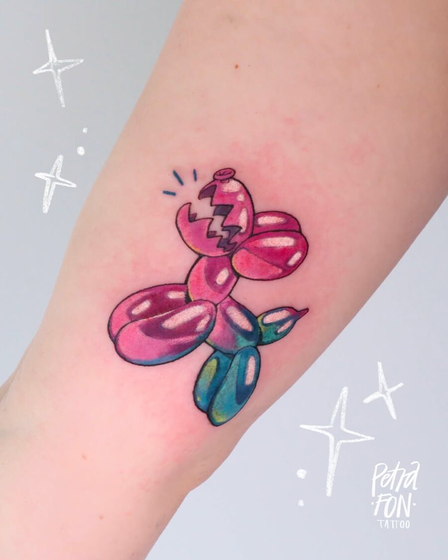 Charming Balloon Dog Tattoo with a Twist Tattoo on skin