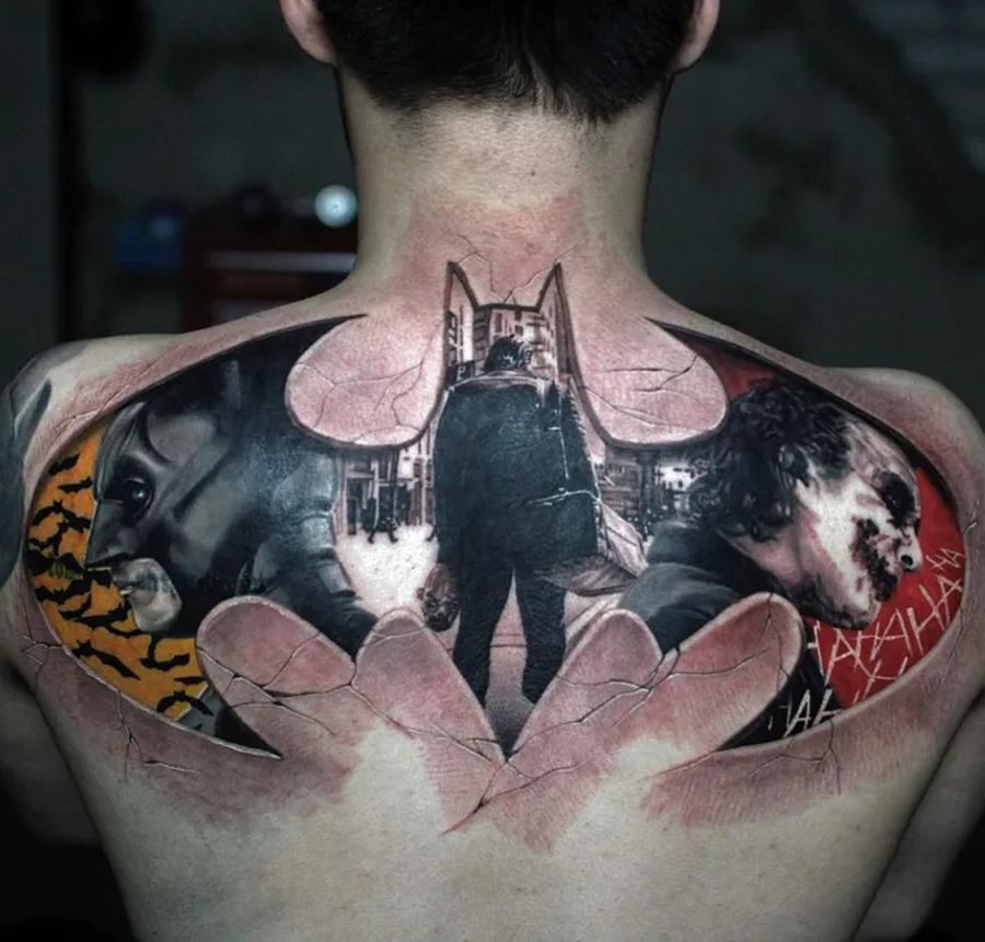 The Dark Knight Double Sided Logo Batman Tattoos Tattoo on skin