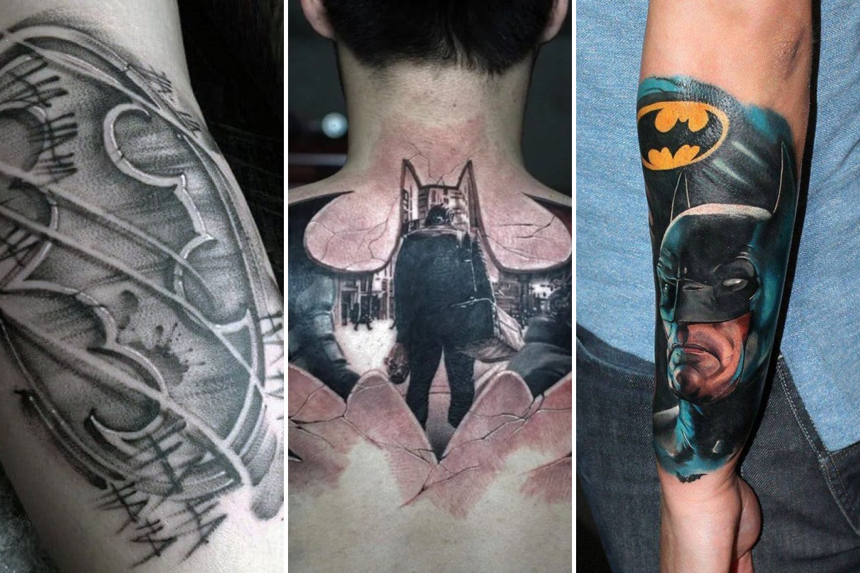 30+ Batman Tattoos That Bring Gotham Knight Energy to Life Featured 3-Panel Lookbook Collage