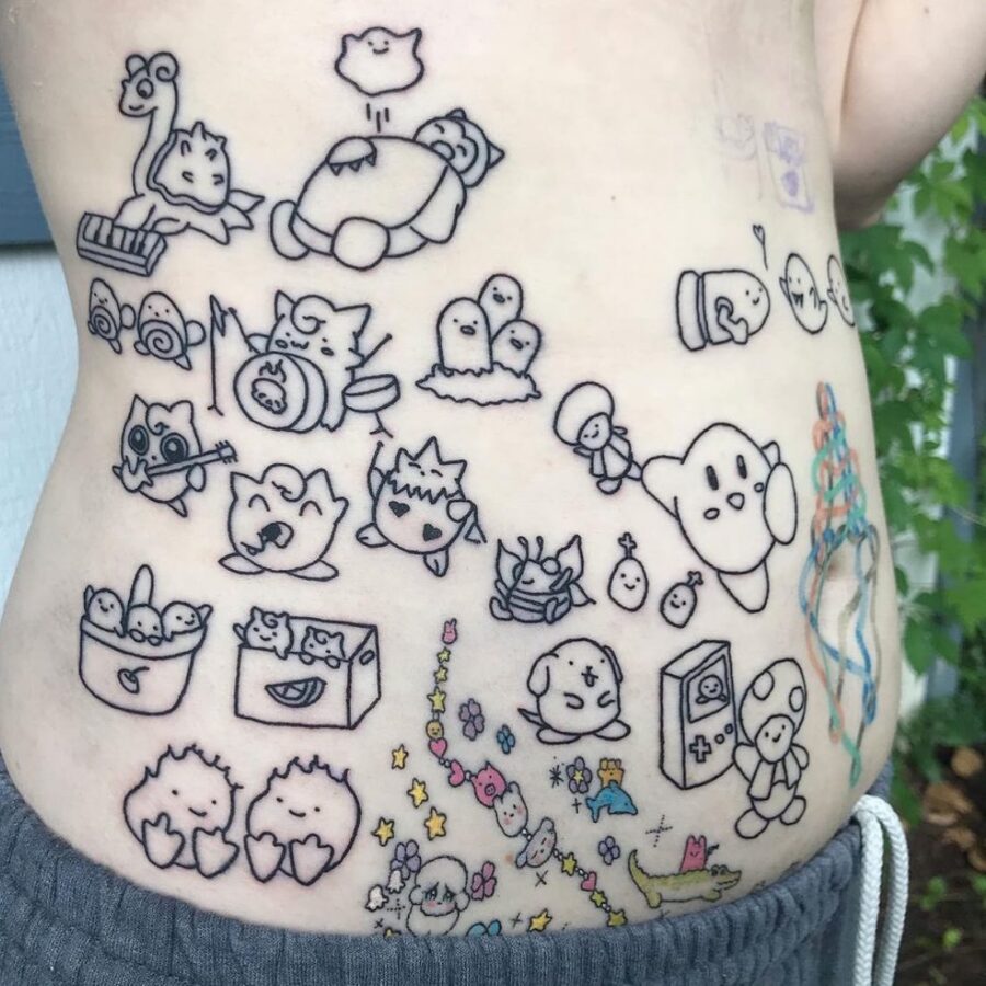 Colorful Collection of Kawaii Cartoon Tattoos Tattoo on skin