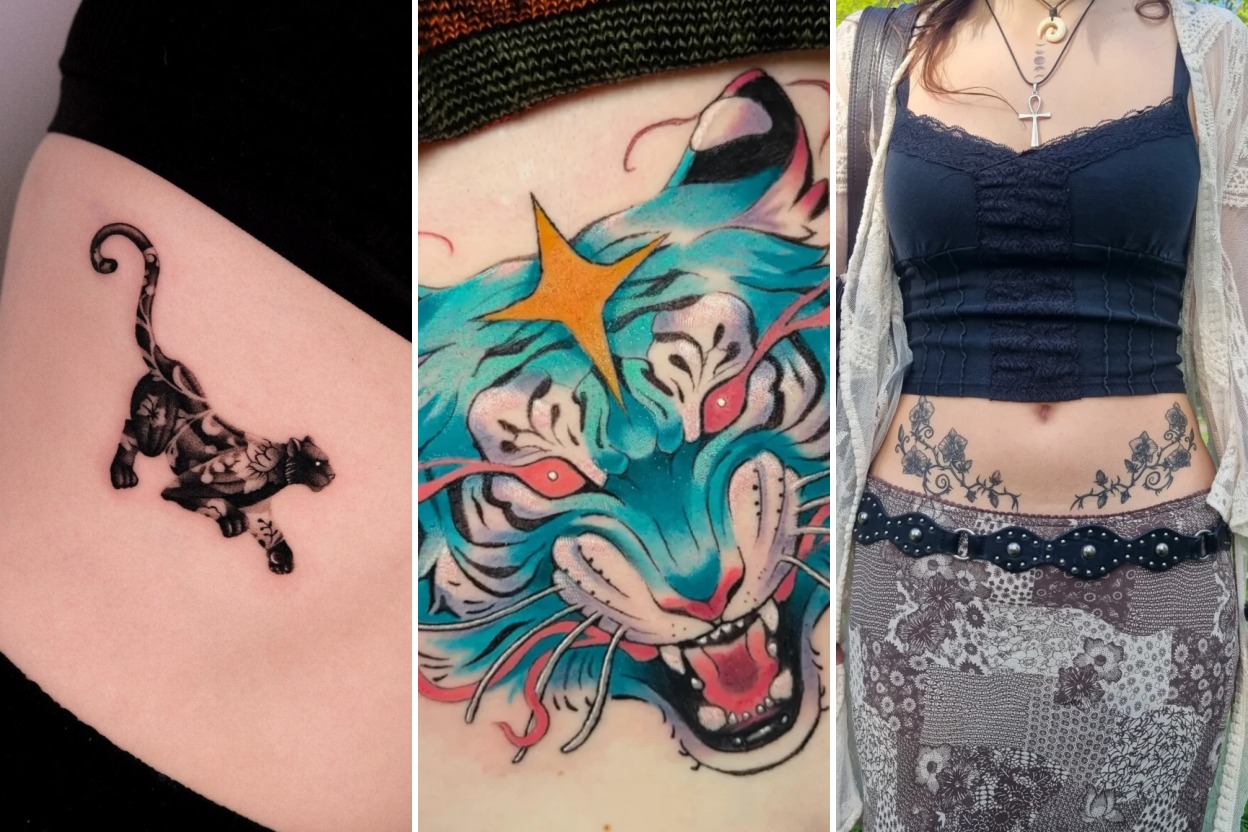 35+ Belly Tattoo Ideas Flowing With Seductive Contours and Bold Symmetry Featured 3-Panel Lookbook Collage