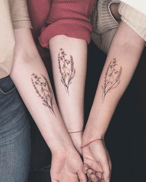 A Flower for Each Friend Matching Tattoos for Best Friends Tattoo on skin