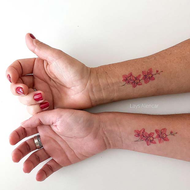 A Stem of Pink Orchids Best Friend Tattoos Tattoo on skin