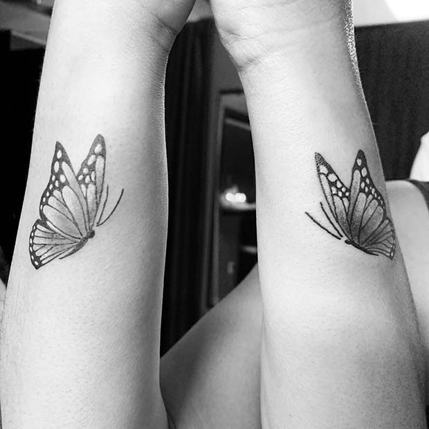 Double Monarch Butterfly Wrist Tattoos Tattoo on skin