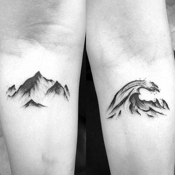 Earth and Water Elemental Best Friend Tattoos Tattoo on skin