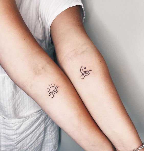 The Sun and The Moon Friend Tattoo Ideas Tattoo on skin