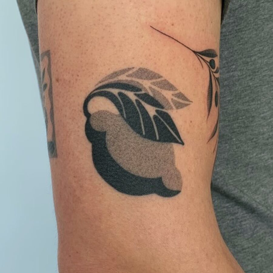 Stylish leaves tattoo on bicep Tattoo on skin
