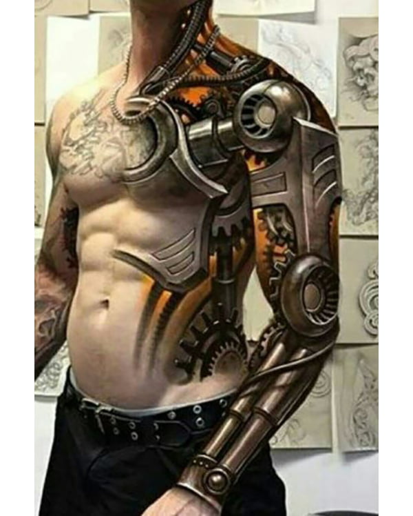 Extreme Torso and Full Arm Biomechanical Tattoo Tattoo on skin