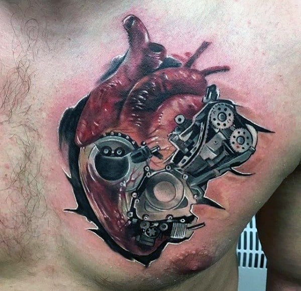 Half Human Half Robot Heart Tattoo Tattoo on skin