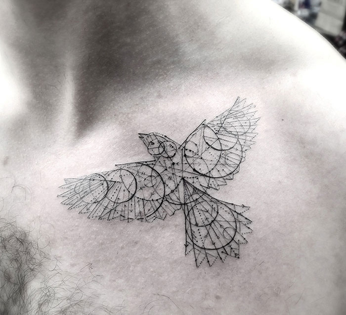 Black and White Geometric Bird Tattoo Tattoo on skin