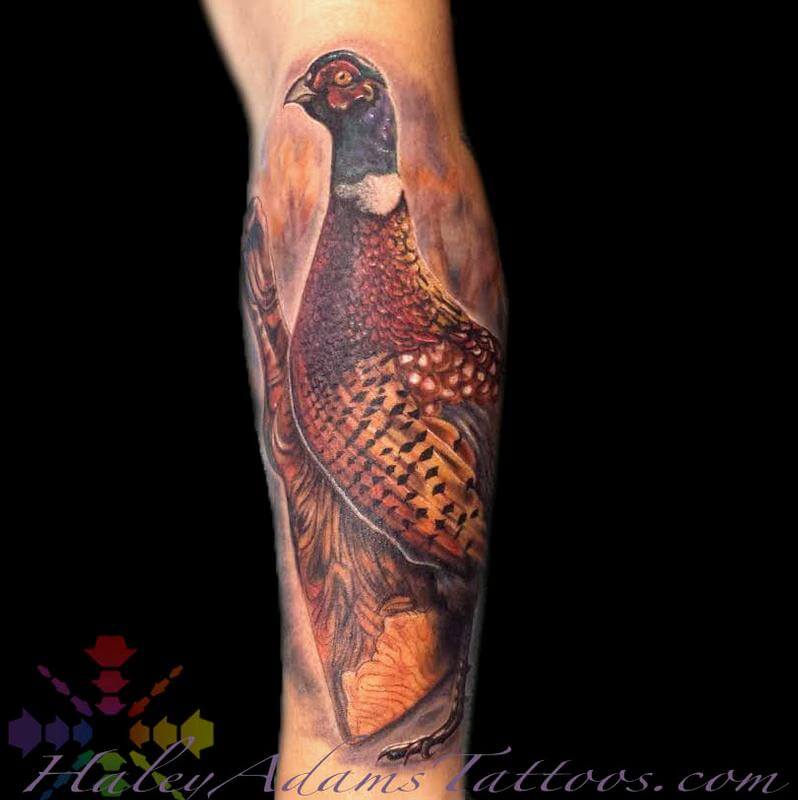 Realistic Pheasant in Nature Full-Color Tattoo Tattoo on skin