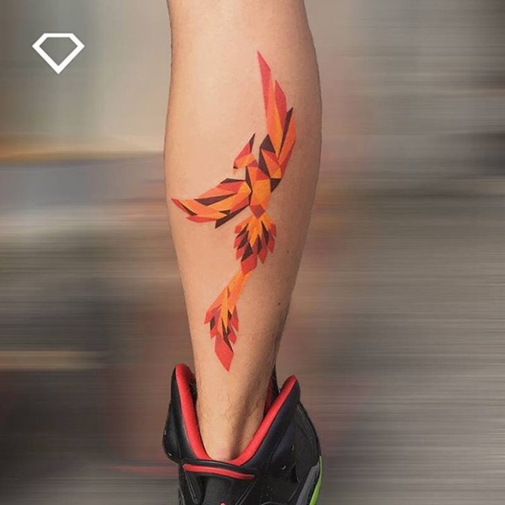 Red and Orange Geometric Tattoo Tattoo on skin