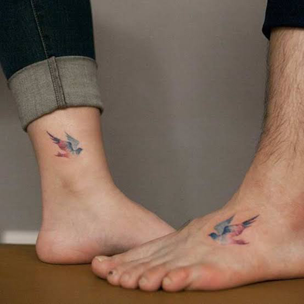 Small Flying Dove Tattoo Swallow Ankle Tattoo Tattoo on skin