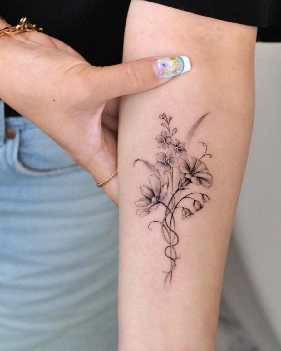 Elegant floral tattoo for a delicate vibe Tattoo on skin