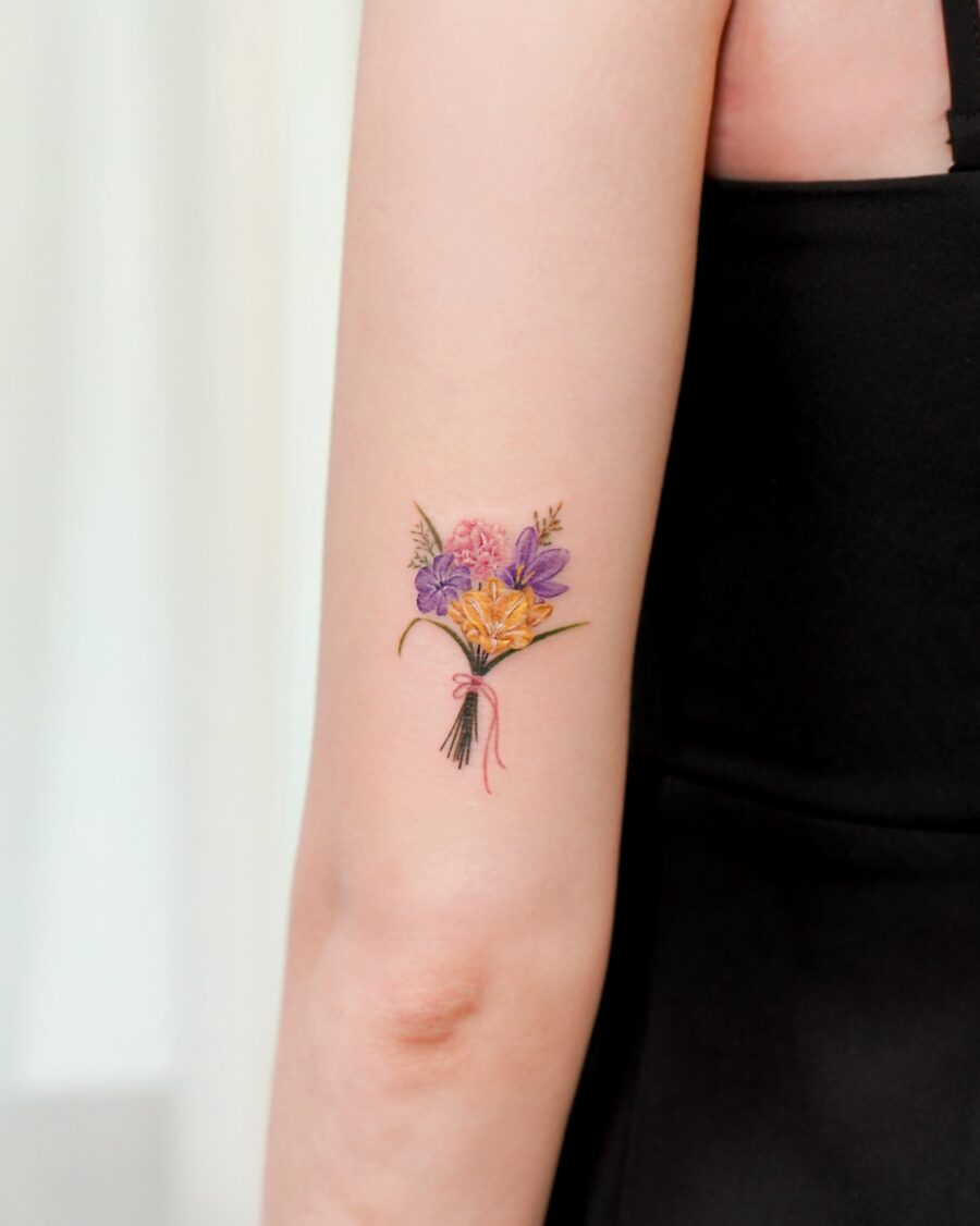 Vibrant bouquet birth flower tattoo design Tattoo on skin