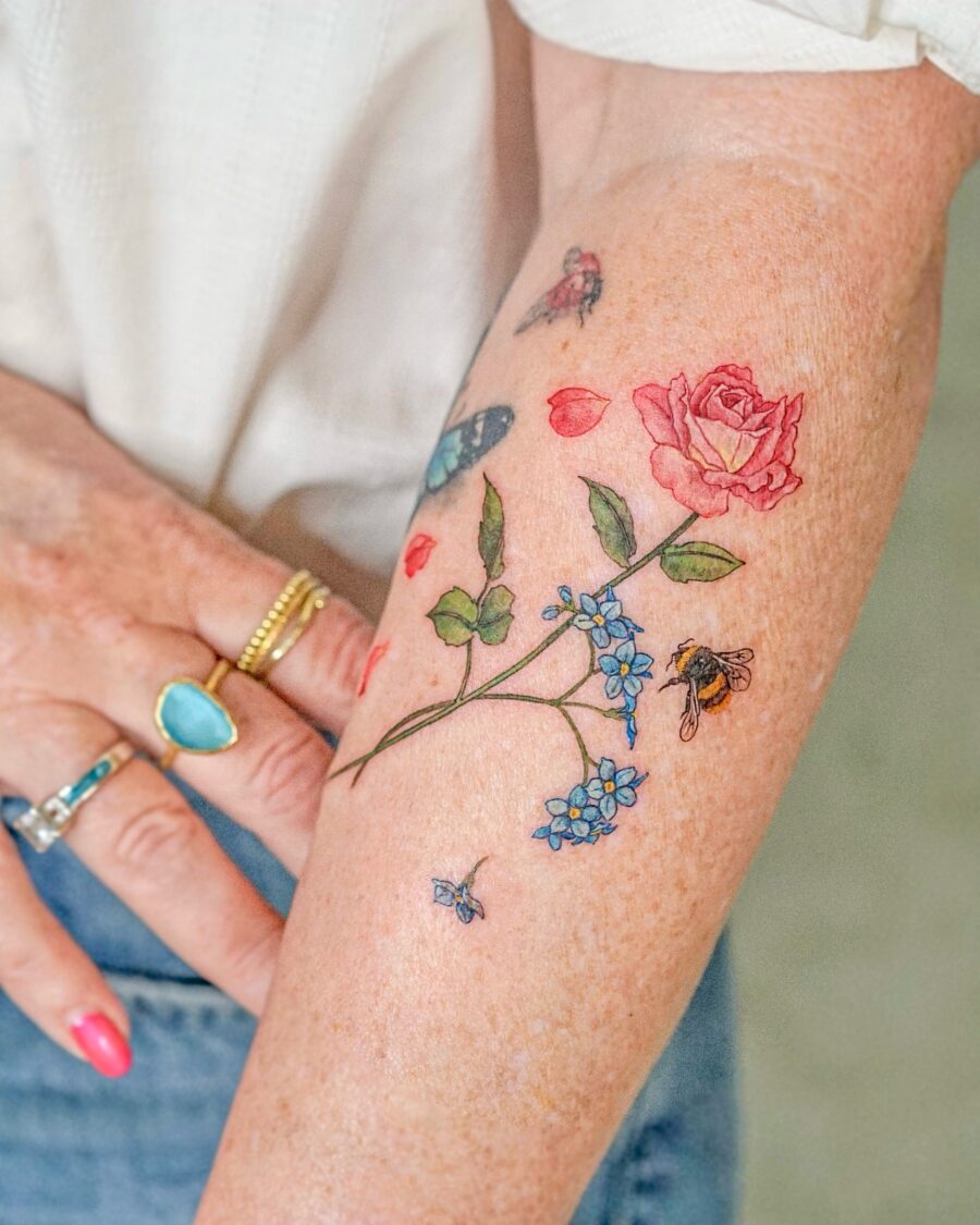 Vibrant Floral Birth Flower Tattoo Design Tattoo on skin