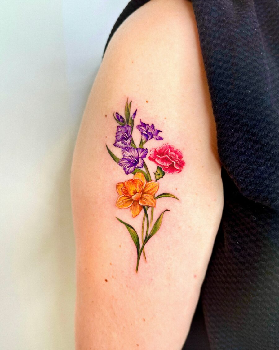 Vibrant flowers embodying personal significance Tattoo on skin