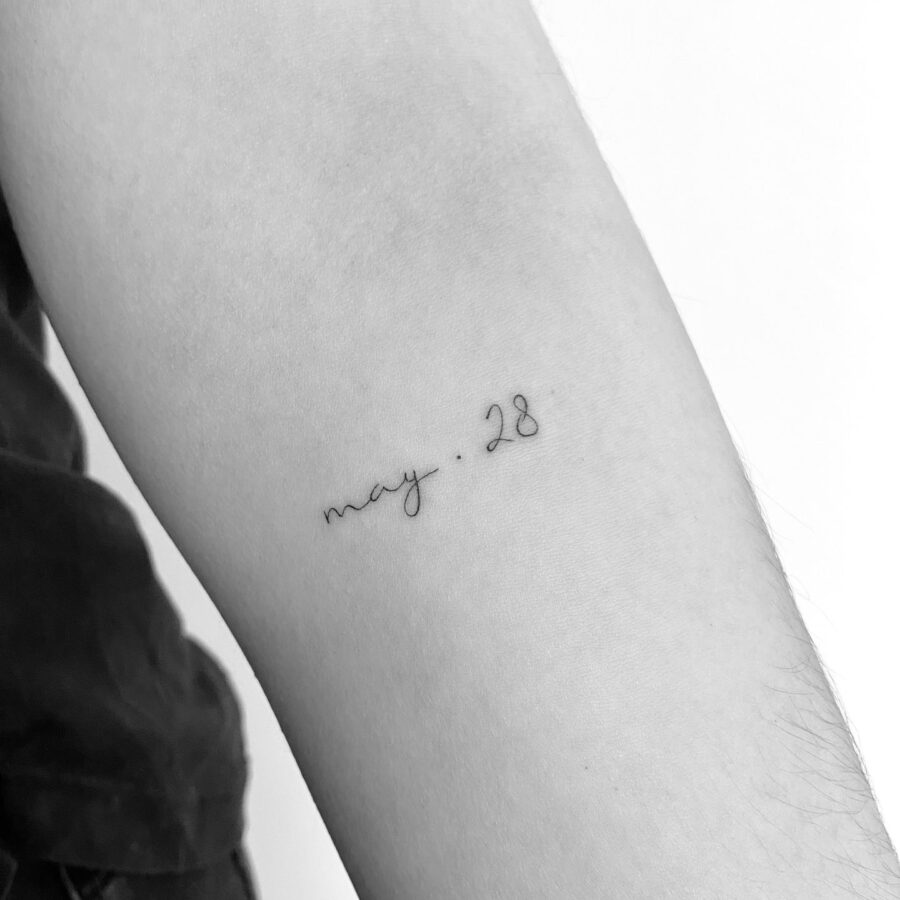 Simple birthday tattoo marking May 28th Tattoo on skin