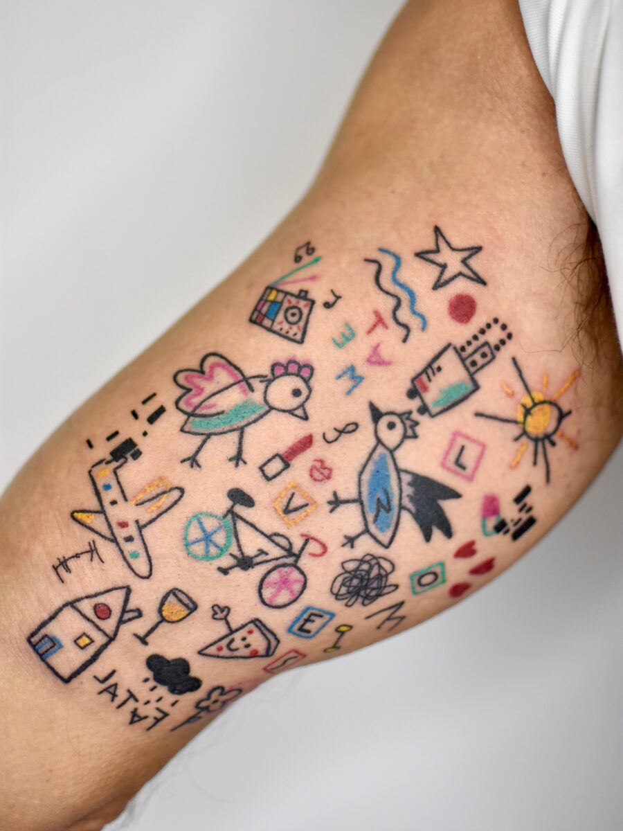 Vibrant and playful birthday-themed tattoos Tattoo on skin