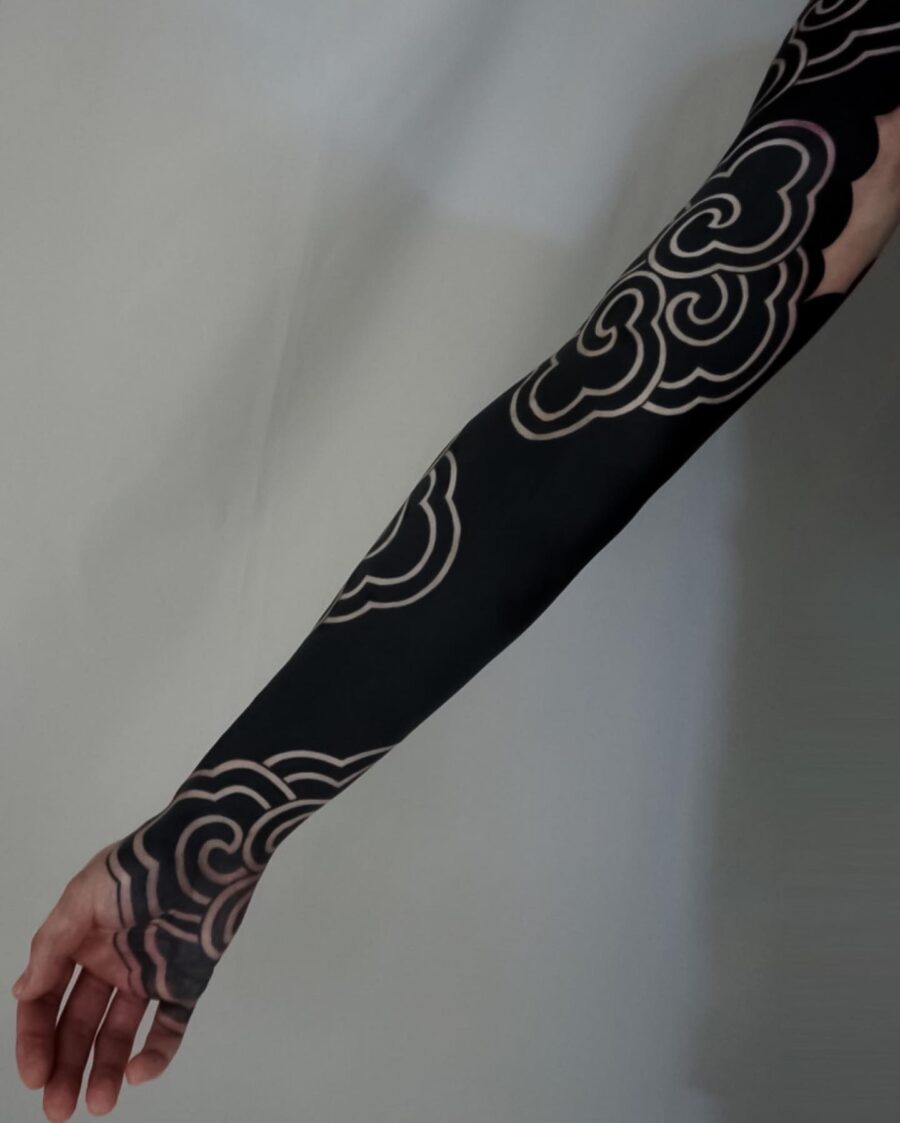 Beautiful black cloud sleeve tattoo concept Tattoo on skin