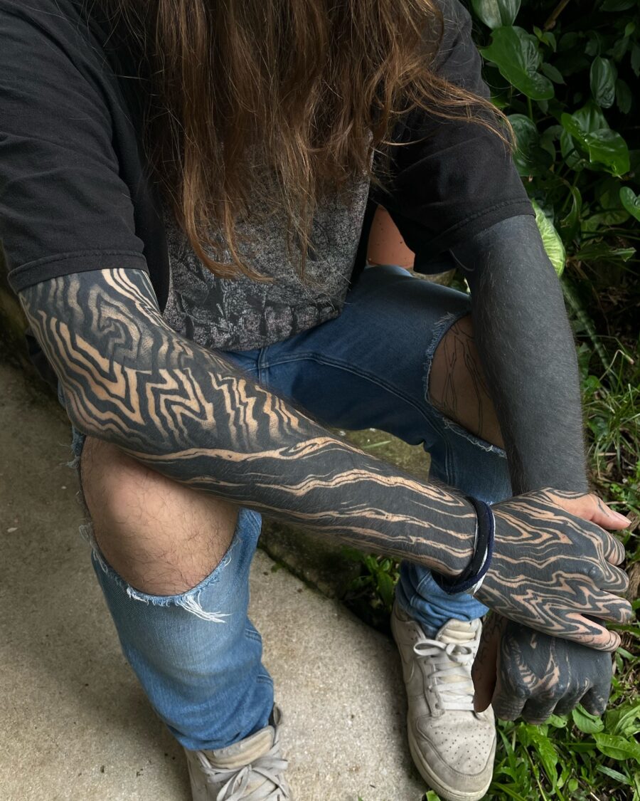 Striking black sleeve tattoo patterns showcased here Tattoo on skin