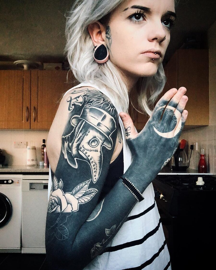 Stunning black sleeve tattoos with unique details Tattoo on skin