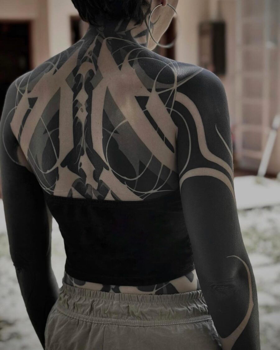 Stylish abstract black sleeve tattoo design Tattoo on skin