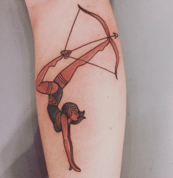 Art Deco Contortionist Tattoo Pinup Archer Arrow Tattoo bow and arrow tattoos