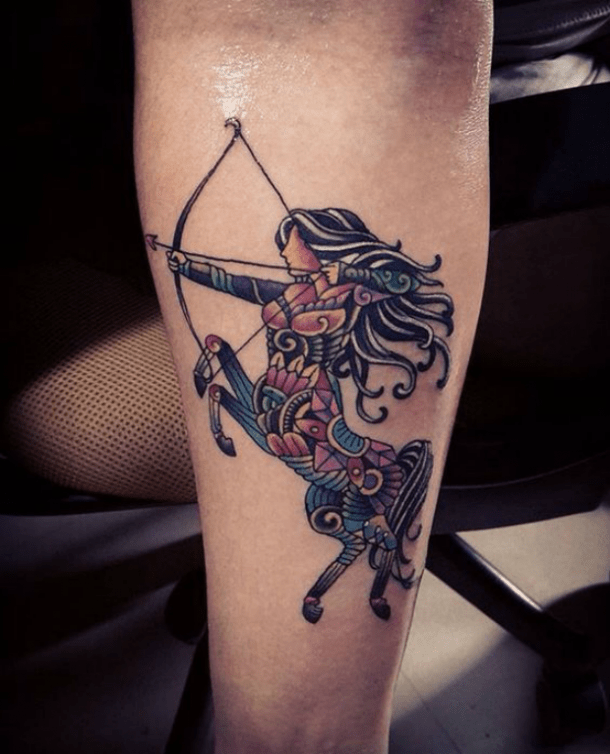 Fantasy Lady Centaur Tattoo Tribal Archer Arrow Tattoo Tattoo on skin