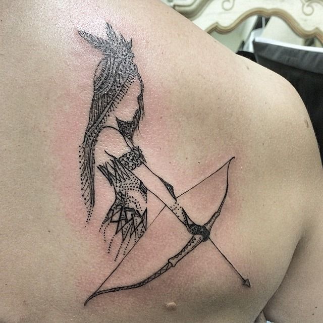 Native Inspired Tattoo Maiden Warrior Tattoo Arrow Tattoo Tattoo on skin