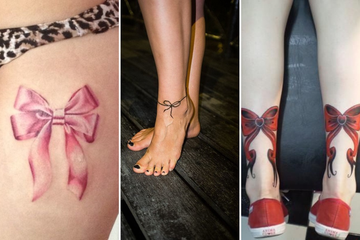 28+ Delicate Bow Tattoo Ideas Flowing With Feminine Grace Featured 3-Panel Lookbook Collage