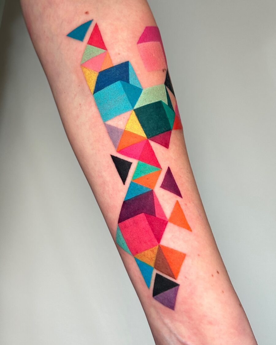 Vibrant and Bold Geometric Tattoo Design Tattoo on skin