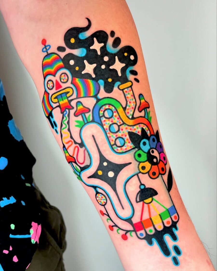 Vibrant and Playful Tattoo Design Inspiration Tattoo on skin