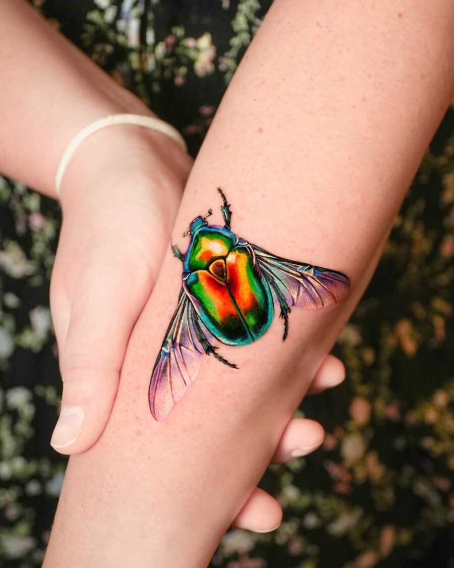 Vibrant Beetle Tattoo on Welcoming Skin Tattoo on skin