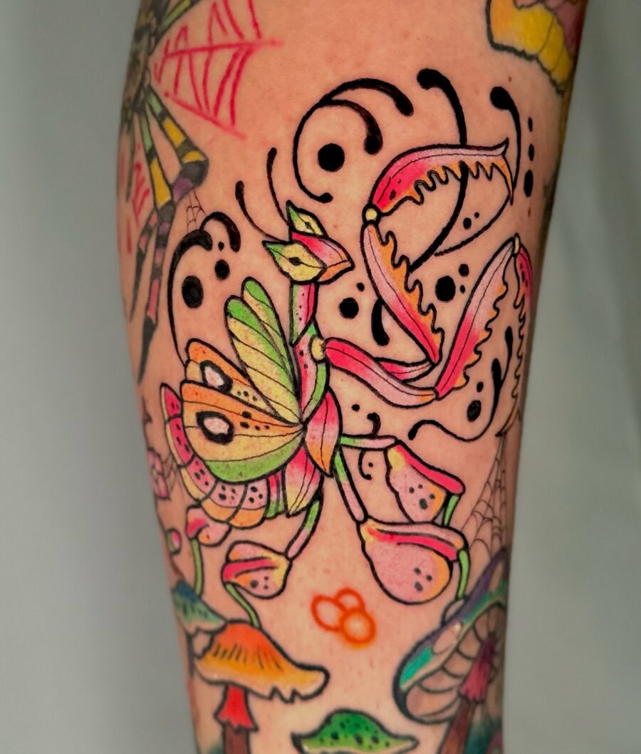 Vibrant floral tattoo with vivid details Tattoo on skin