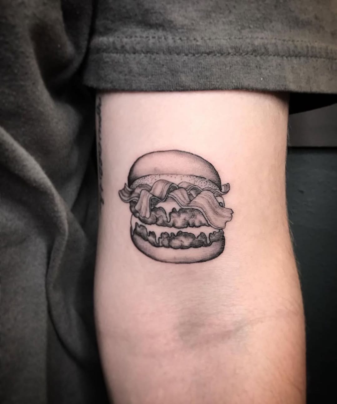 A deliciously detailed burger inked on skin Tattoo on skin