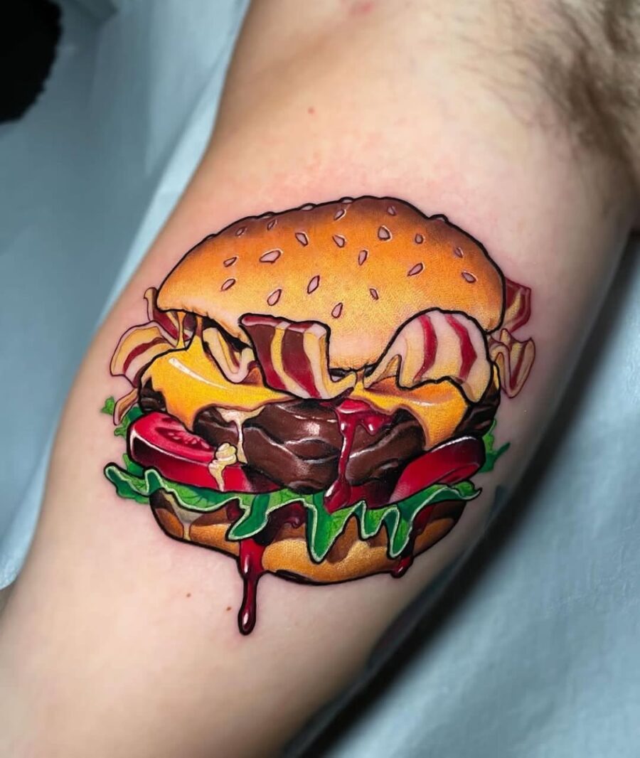 Deliciously detailed burger tattoo design Tattoo on skin