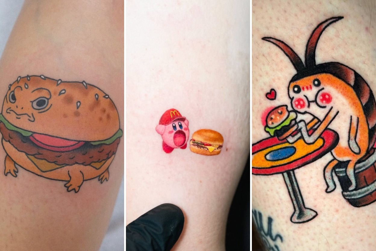 35+ Burger Tattoo Ideas Sizzling With Playful Comfort Food Nostalgia Featured 3-Panel Lookbook Collage