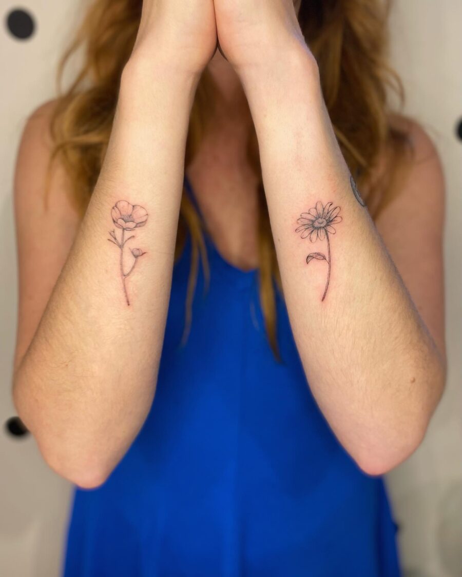 Charming buttercup flower tattoo designs showcased Tattoo on skin
