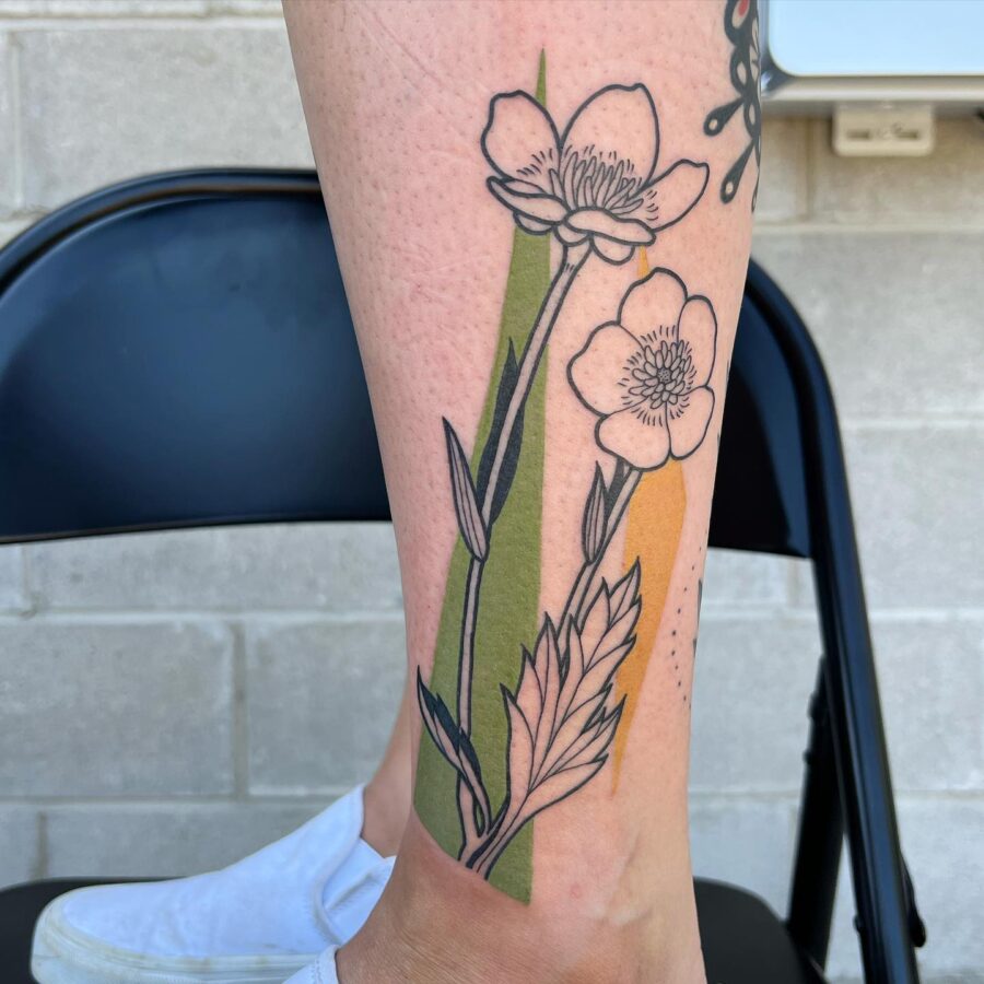 Minimalist Buttercup Flower Tattoo Design Tattoo on skin