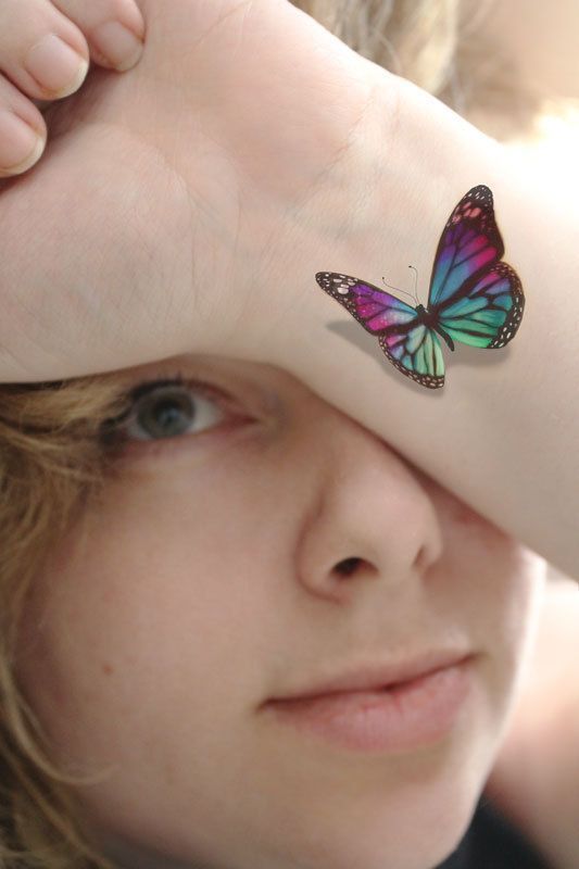 Realistic 3D Butterfly Tattoo on Wrist Tattoo on skin